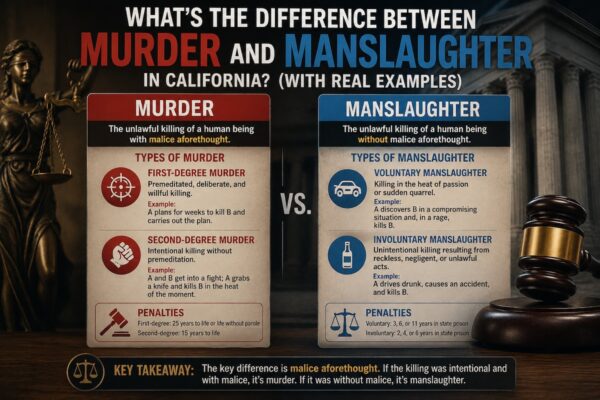 What's the Difference Between Murder and Manslaughter in California? (With Real Examples)